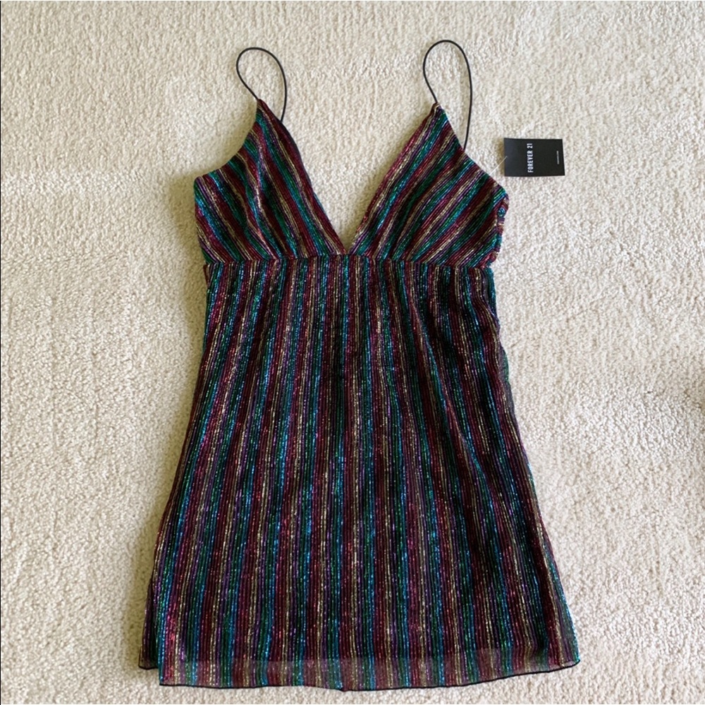 FOREVER 21 Rainbow Fit & Flare Dress